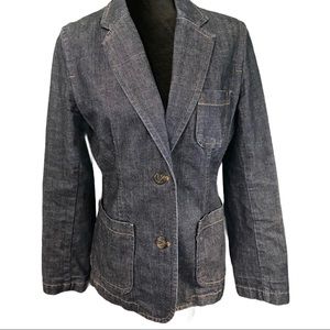 Gap Dark-Wash Button Front Denim Blazer Jacket